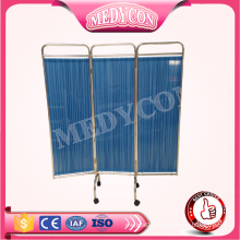 blue color folding hospital beside screen ward with wheels